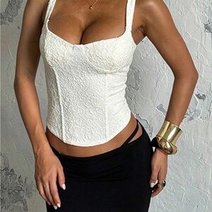 Edikted White Lace Tank Top